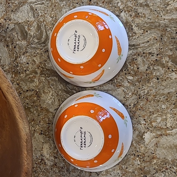 Terramoto Ceramic Custard Bowls Spring Carrots Easter - Picture 4 of 6